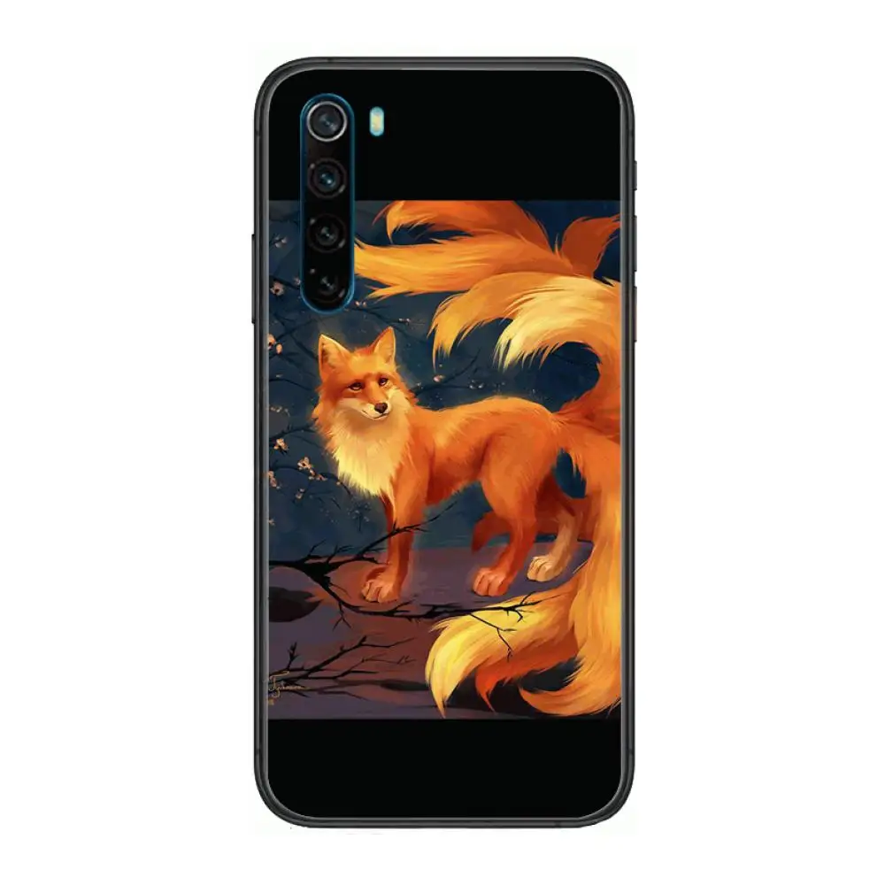 

Fox Soft Case for style cartoon Phone Case For XiaoMi Redmi Note 9S 8 7 6 5 A Pro T Y1 Anime Black Cover Silicone Back Pretty