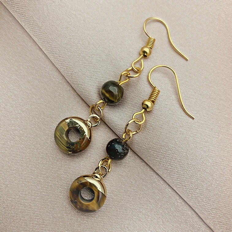 

Dangle Earrings Hoop Earrings Natural Stone Tigereye Halloween Tassel Earrings Skeleton Vintage Ethnic Fashion Jewelry 2020