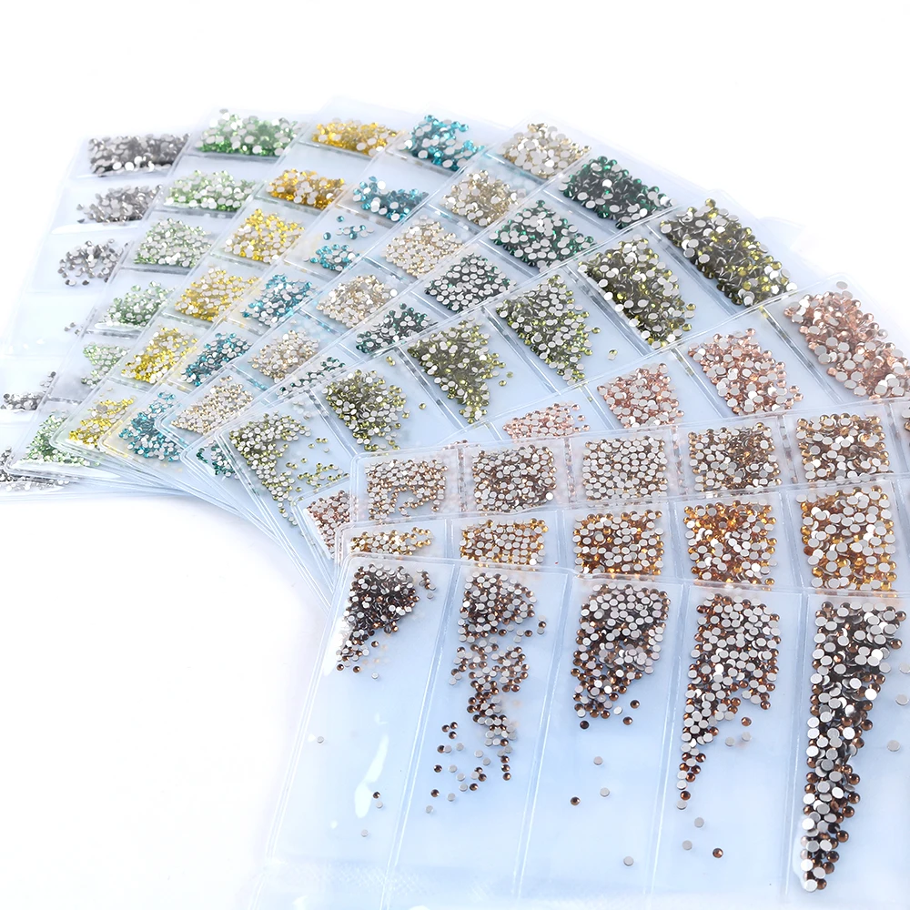 

Mix Size Flat Back Nail Rhinestone Glitter Strass 3D Non HotFix NailArt Rhinestone Crystal Stones Glass S3-SS10 Mix Sizes