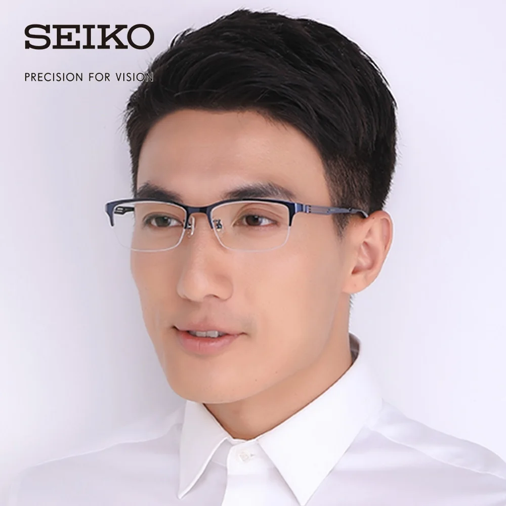 SEIKO бета титановые оптические очки оправа для мужчин Половина без оправы