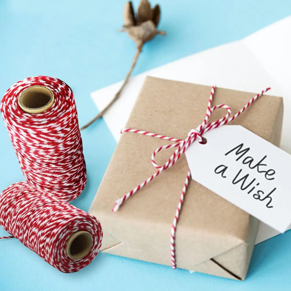 100Meter/Roll Two Colors Cotton Baker Twine Rope Cord Christmas Wedding Decoration Gift Packaging String DIY Crafts Wrap | Дом и сад