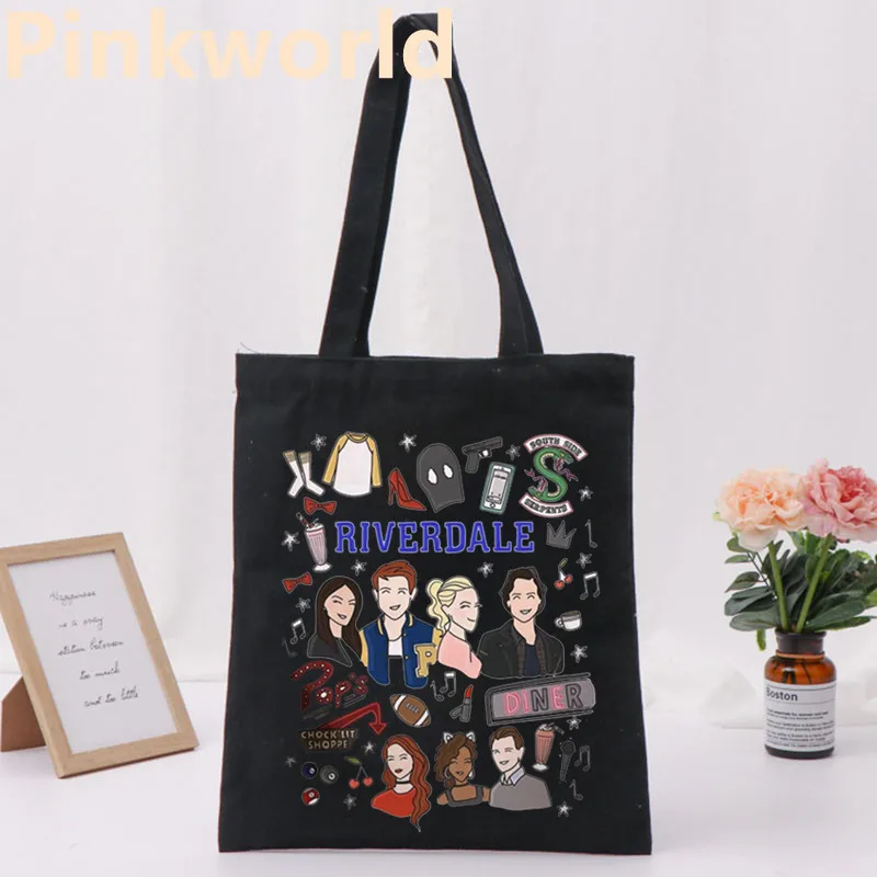 

BAG Riverdale South Side Serpents Snake Print Cool Shopper Bag Shopper Black White shopper shoulder bags Tote bag,Drop Ship