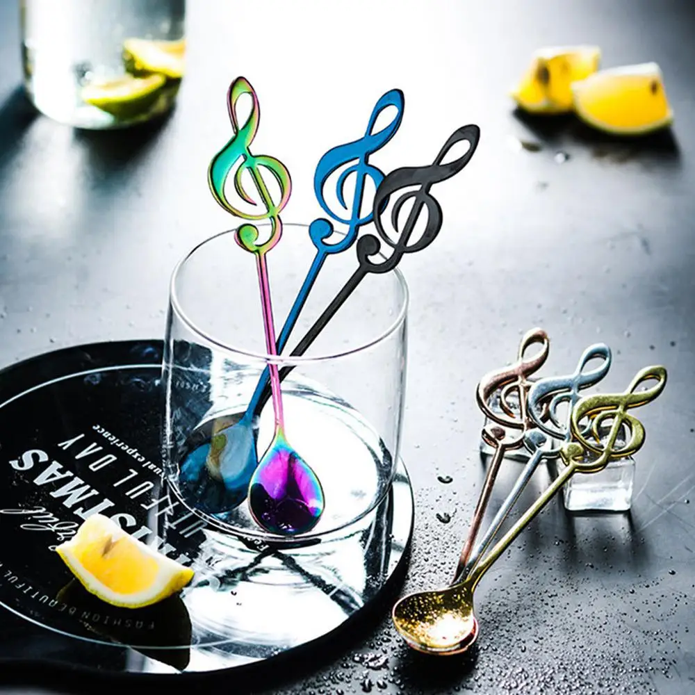 7 шт./4 шт. Рождественская ложка из нержавеющей стали с музыкальными нотами чайные