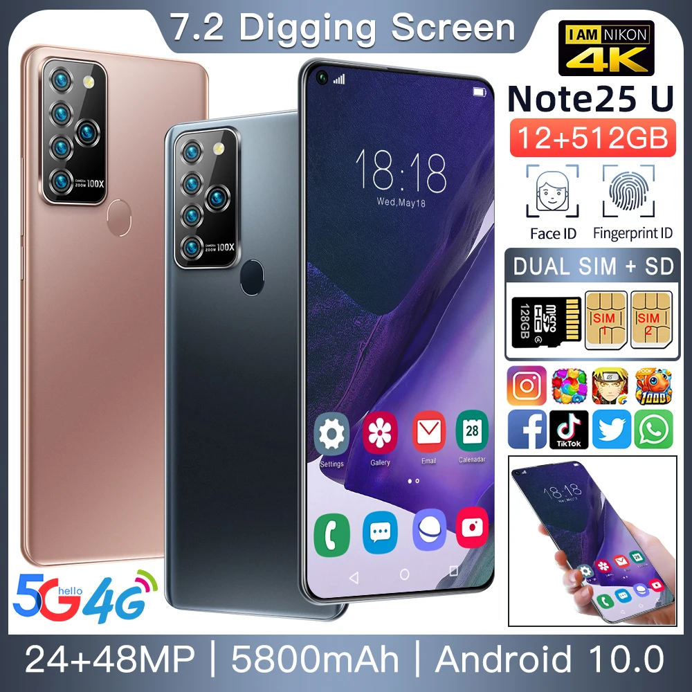 

2021 New Global Version S25 Ultra 7.2Inch SmartPhone 10 Core 5800mAh 12+512GB Support Face recognition 5G Network Mobilephone