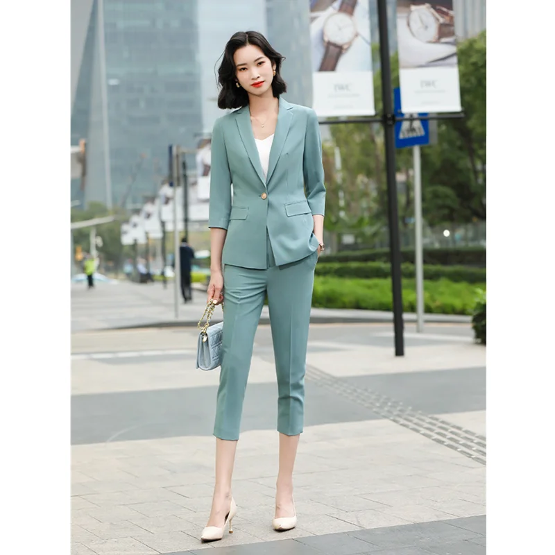 

Casual suit jacket women 2021 new summer fashion temperament simple business small suit two-piece women