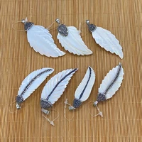 2021 new hollow out leaf white shell pendant natural mother of pearl shell charms for handmade earring necklace jewelry making