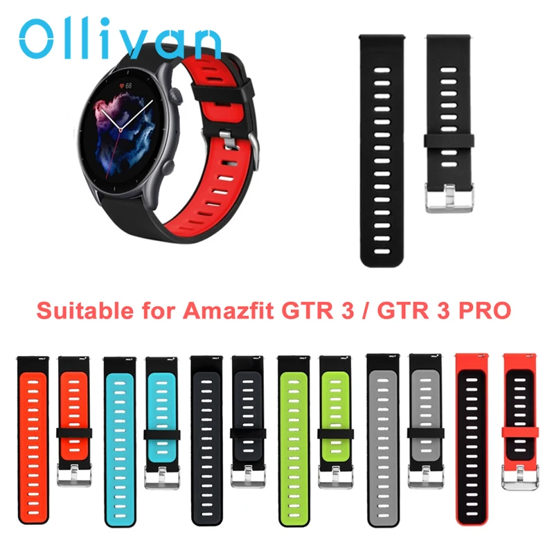 

Новый 22 мм силиконовый ремешок для Xiaomi Huami Amazfit GTR 3 3 Pro 2 47 мм 2e умный браслет двойной цвет Замена аксессуаров