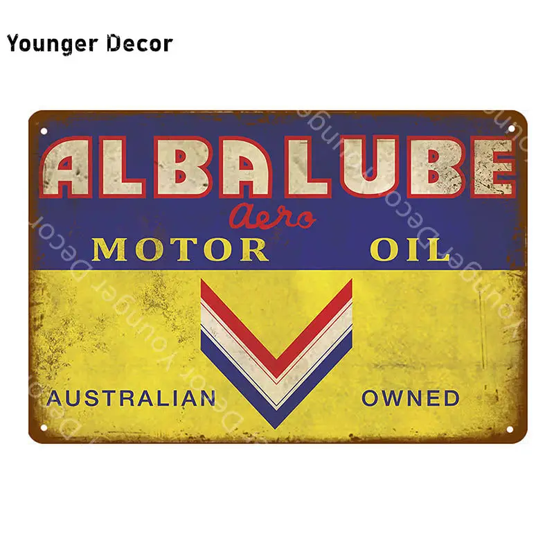 Винтажный Alba Lube моторное масло металлические знаки мощность бензин Гараж Декор