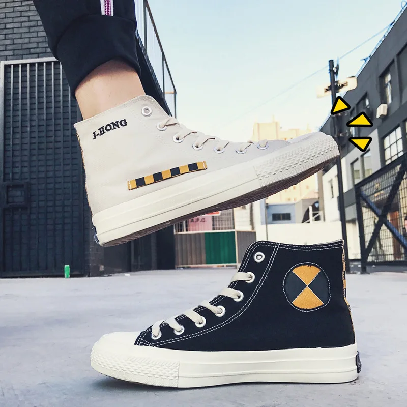 Белые высокие кроссовки Мужские дизайнерские Модная высокая парусиновая обувь