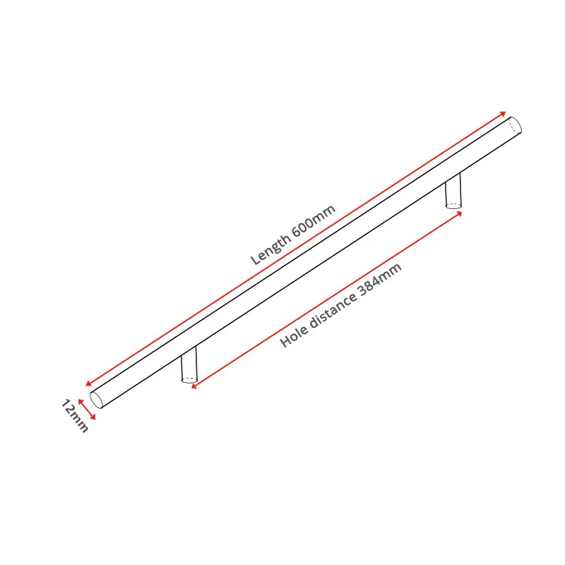 24 inch 384mm "~ 24" ручки из нержавеющей стали диаметр 12 мм дверца кухонного шкафа Т-образная прямая ручка ручки для мебели - Цвет: 24 inch 384mm