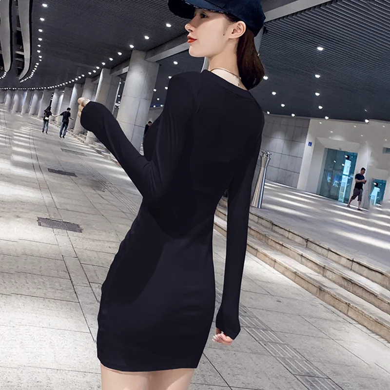 

High-shoulder long-sleeved drawstring tight-fitting waist slimming hip dress goddess paradigm skirt