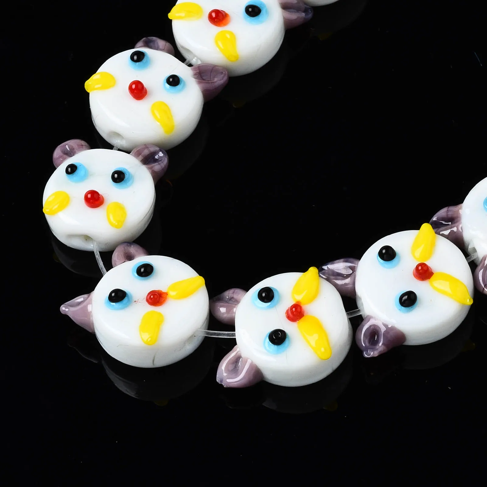 about 30pcs/strand Cute Cat Head Handmade Bumpy Lampwork Beads for Bracelet Necklace Charms Diy Jewelry Making Crafts Decor