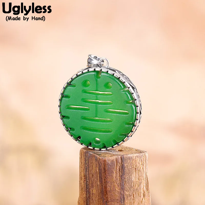 

Uglyless Like 2 Hollow Fishes Pendants for Women Emerald Round Necklaces NO Chains Real 925 Silver Gemstones Fine Jewelry P1164