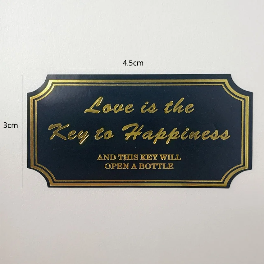 80 шт./лот Черная бумажная наклейка с надписью Love Is The Key To Happiness золотые наклейки