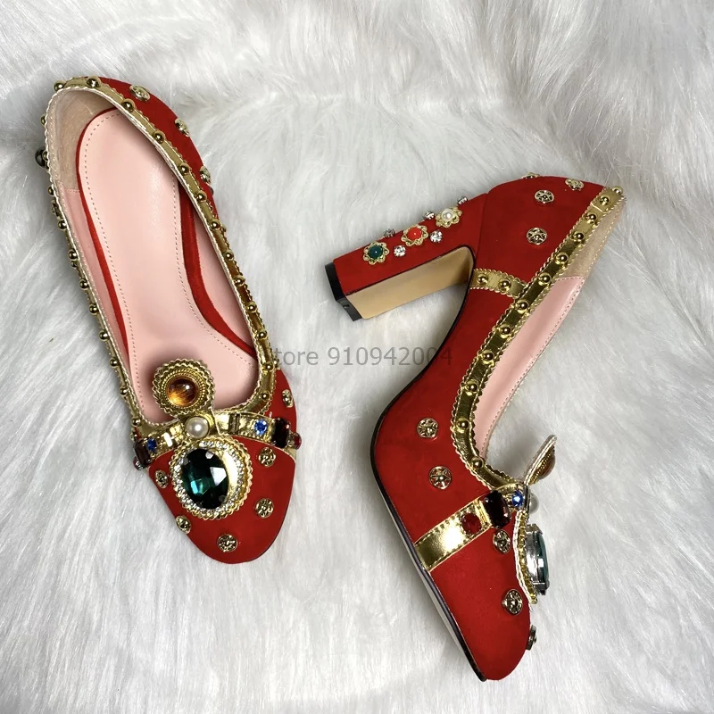 Туфли-лодочки женские на высоком массивном каблуке 6 см замшевые с круглым носком