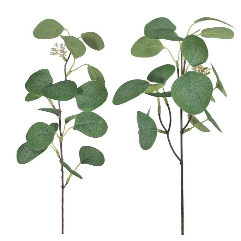 

Artificial Eucalyptus Home Interior Decoration Background Plant Wall Round Leaf Single Simulation Eucalyptus Garden Decoration