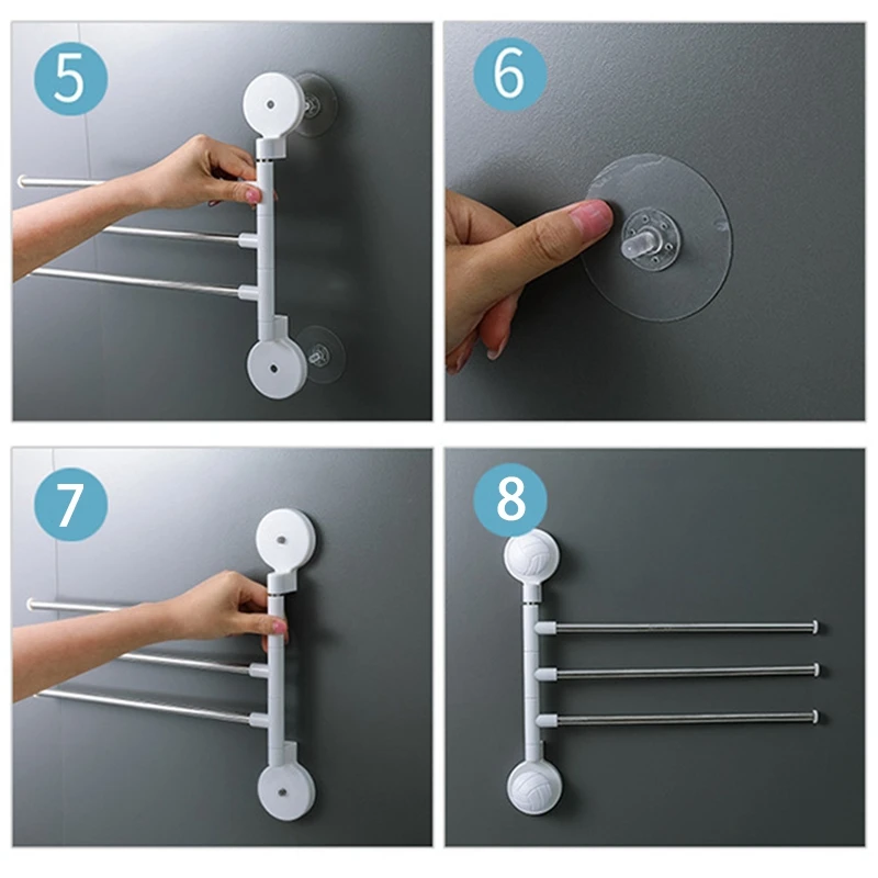 

Durable Multifunctional Wall Mounted Suction Cup 180 degreeRotating Towel Rack Towel Racks