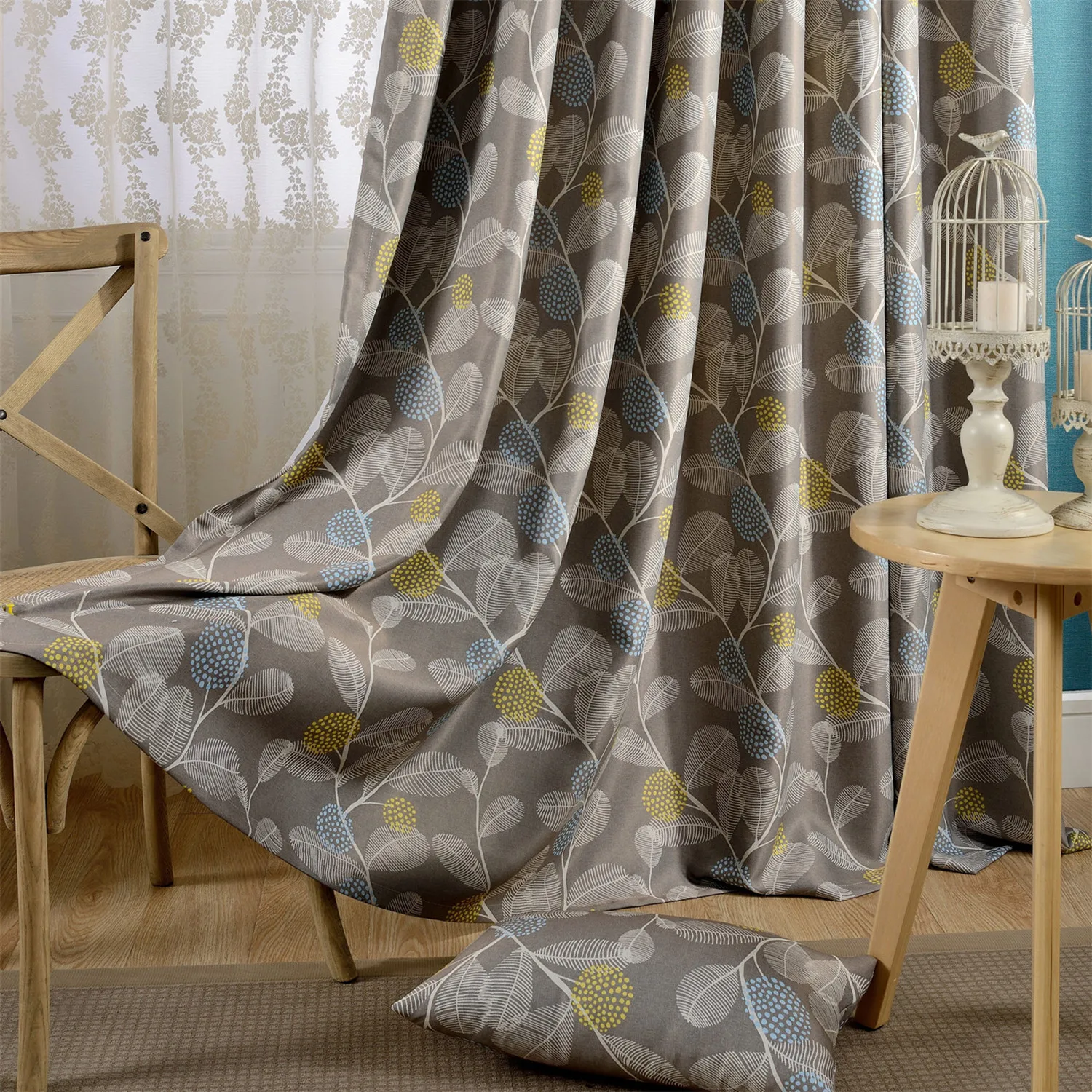 Современные серые затемненные шторы с цветочным принтом для спальни гостиной