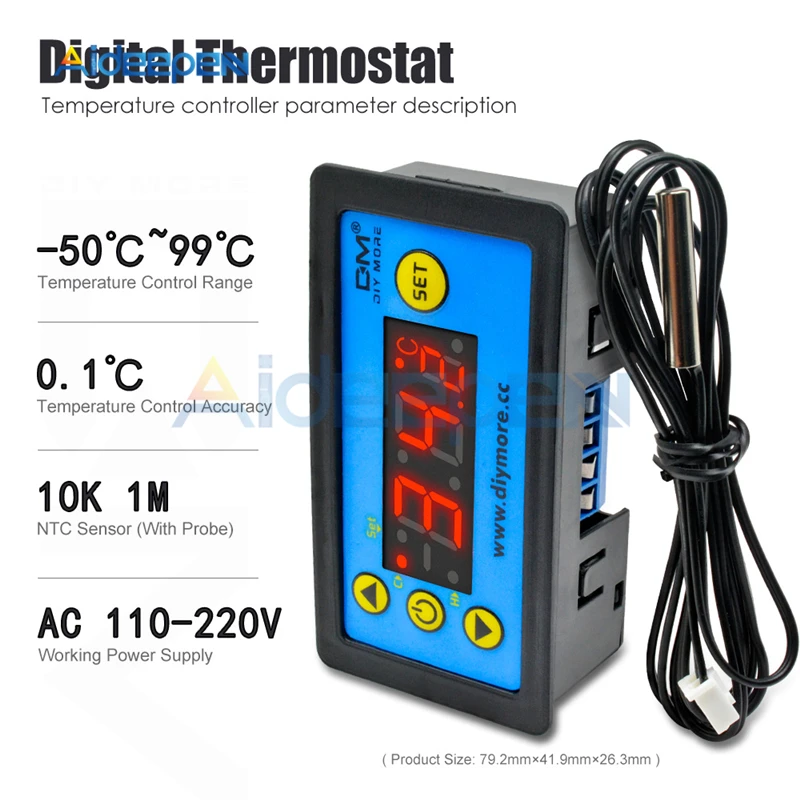 DC 12 V/24 V AC 110-220V W3231 светодиодный одинарный/двойной Дисплей цифровой Температура Управление; термостат Управление с NTC Сенсор зонд