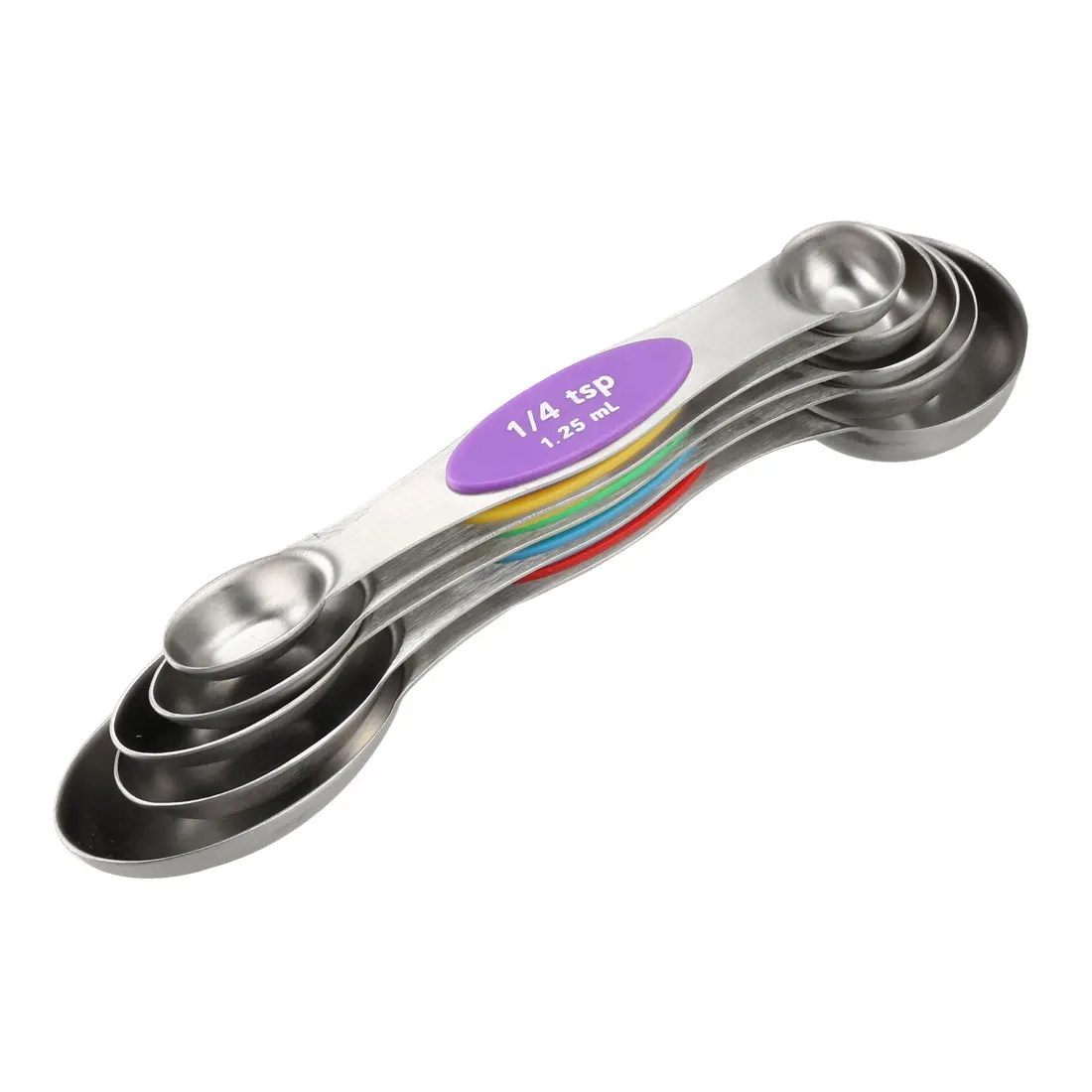 

uxcell Magnetic Measuring Spoons Set Of 5 Dual Sided Stainless Steel for Measuring Dry and Liquid Ingredients