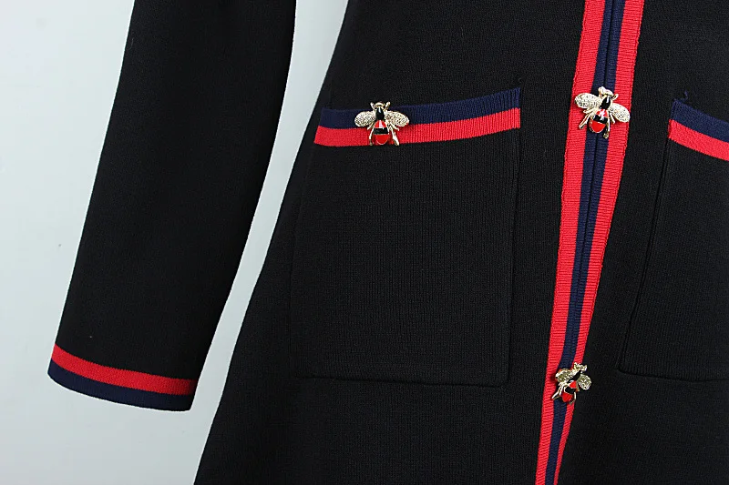 Женское трикотажное платье-свитер с длинным рукавом и бусинами Белое черное 2019 |