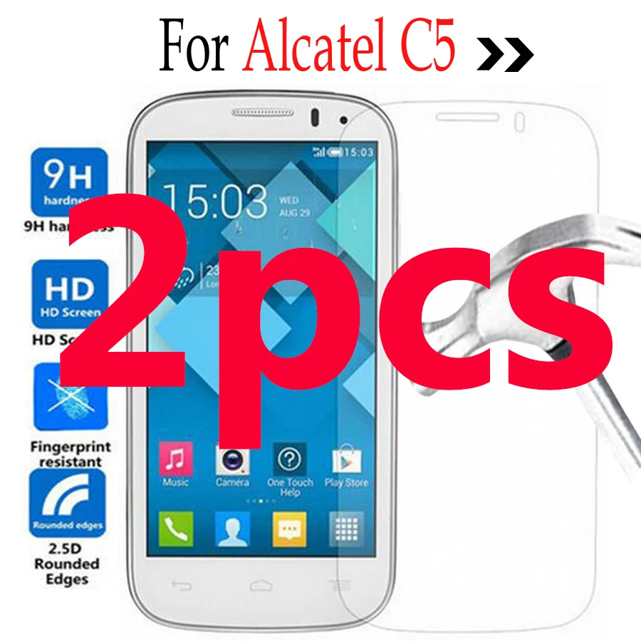 

2pcs Safety Tempered Glass HD On For ALCATEL One Touch Pop C5 4.5inch Screen Protector Film For Onetouch C5 5036 OT5036 5036D