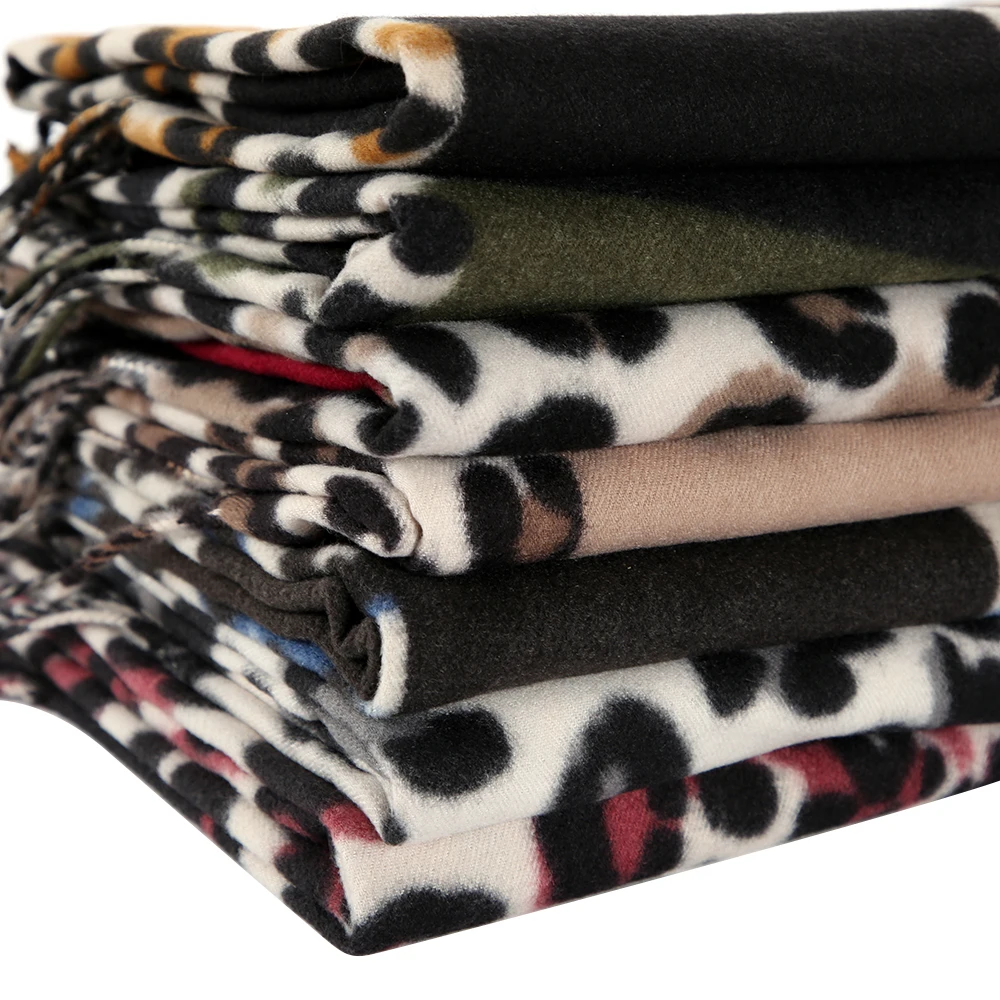 Женская шаль FOXMOTHER новая с кисточками и животным леопардовым принтом зимний