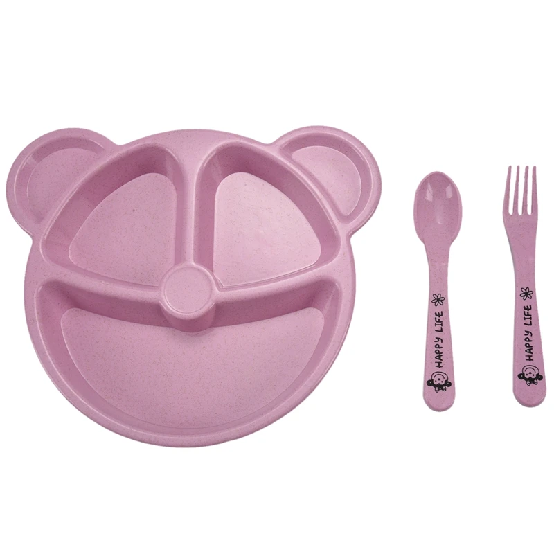 

Baby bowl+spoon + fork Feeding Food Tableware Cartoon Panda Kids Dishes Baby Eating Dinnerware Set Anti-hot Training Bowl Spoon