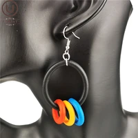 ukebay new multicolor circle earrings for women round drop earrings ethnic vintage jewelry 5colors handmade rubber earring gifts