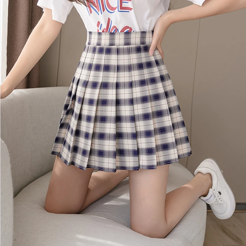 

Pleated Skirt Women Autumn Summer High Waist Plaid Skirt Female Korean Harajuku Japanese Cute Sexy Mini A-line Skirts