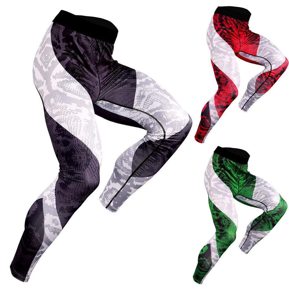 Новинка мужские Стрейчевые штаны для фитнеса Компрессионные Леггинсы