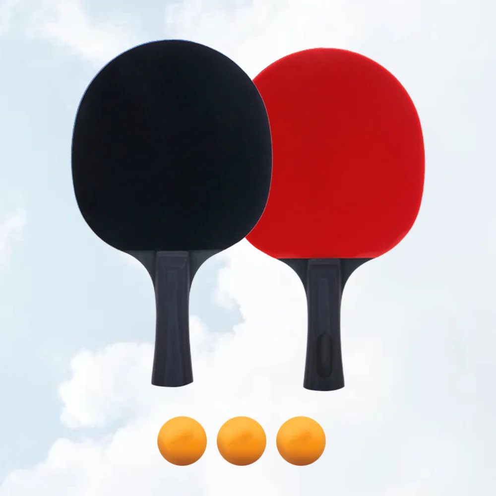 

2pcs 3 Star Red Carbon Fiber Table Tennis Racket Double Pimples-in Pingpong Racket with 3 Table Tennis Balls for Teenager Player