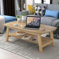 wood coffee table small living room double layer tea table creative rectangular wooden table sofa side table