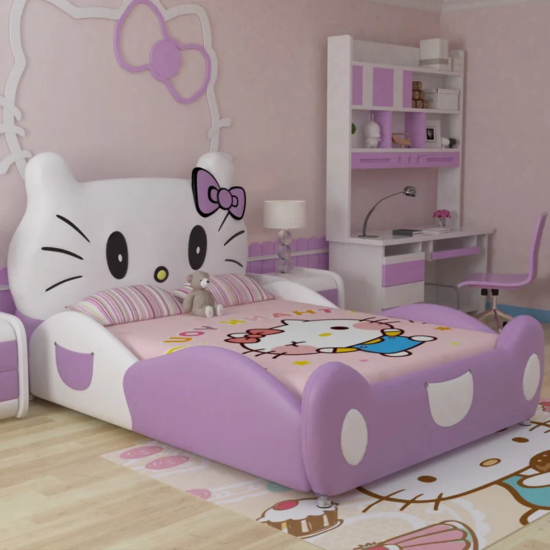 Дизайн модный дизайн hello kitty розовая кожаная детская спальня для девочек - Цвет: 100X190cm