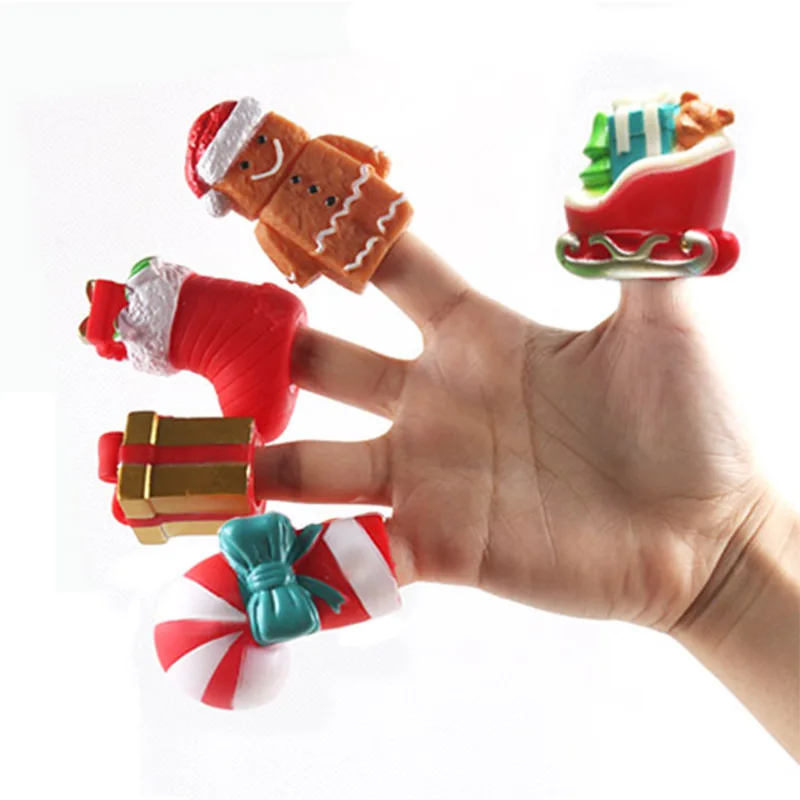 5 шт./лот Рождественская кукла на палец мини милый Санта-Клаус лось снеговик