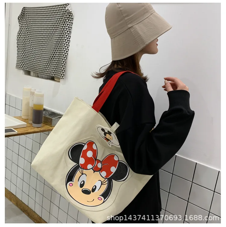 

Disney Mickey new all-match student school bag shopping bag cartoon large capacity portable canvas bag women's shoulder bag