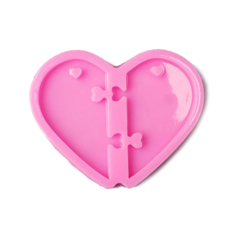 

3 Pcs Love Heart Jigsaw Keychain Epoxy Resin Mold Jewelry Pendant Silicone Mould