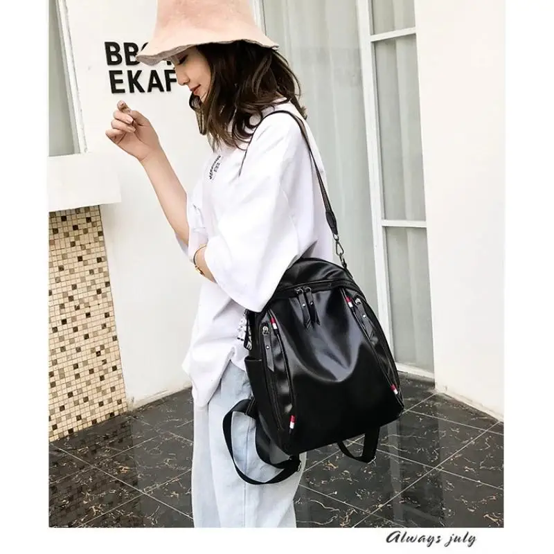 

Women's Bags 2021 New Fashion Ladies Shoulder Bags Leisure Solid Color Student Bags Multifunctional Backpack