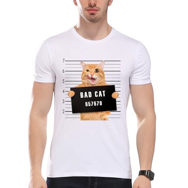 Для мужчин плохо кошка полиции отдел печати футболка классная с проектом героев