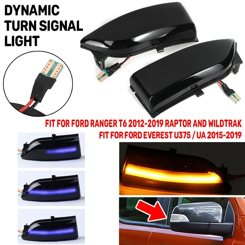 

Автомобильный динамический поворотный сигнал, светодиодный индикатор зеркала заднего вида, вспышка для Ford Ranger T6 2012-2019 Raptor & Wildtrak Everest