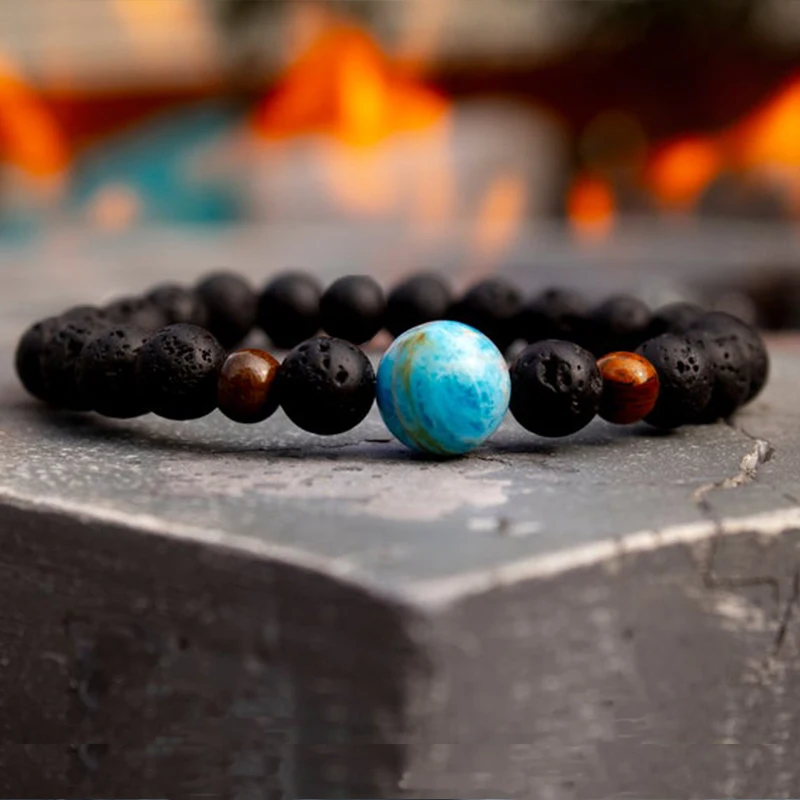 FFWFF браслет ручной работы из нейронной лавы и бисера мужской Тибетский Будды Шарм