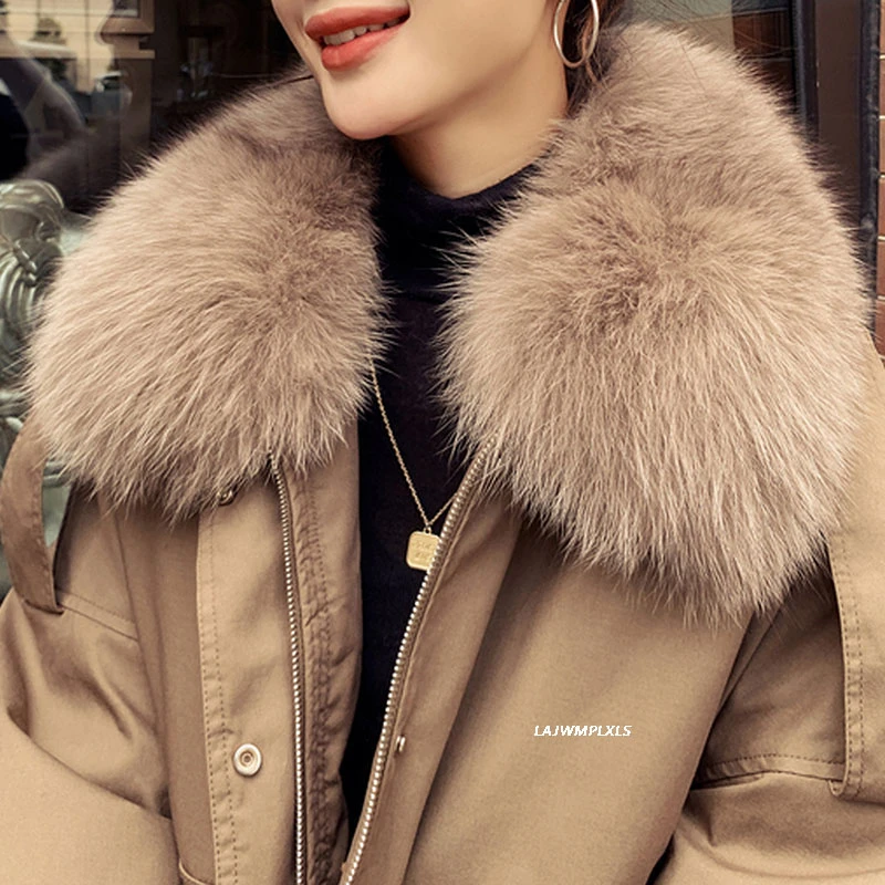 Korean 90% Down Coat Winter Women Vintage Duck Jacket Real Fox Fur Collar Warm Thick Loose Parkas Outerwear YR267 | Женская одежда