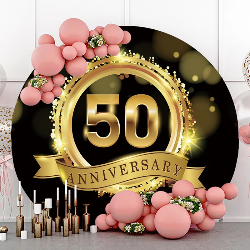

DAWNKNOW Round Circle Elastic Photography Background Backdrop 50th Anniversary Party Decoration Photo Studio Customize