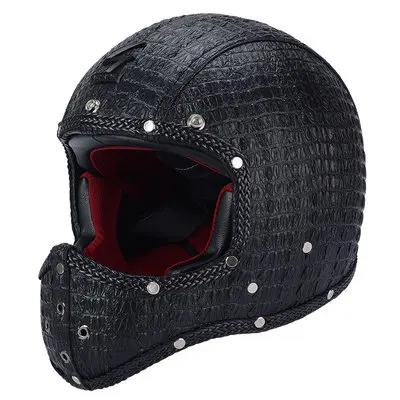 

Full Face Off-road Motorcycle Helmet Retro 2020 New Leather Off-road Helmet Capacete De Moto