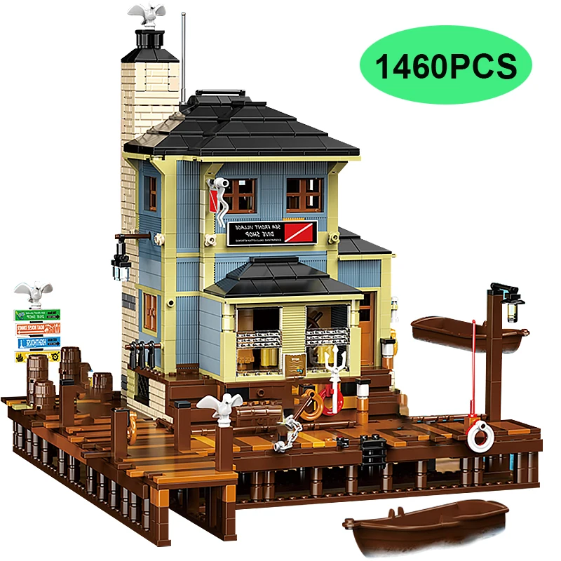 Конструктор детский из строительных блоков креативный Пирс рыбак дайвинг