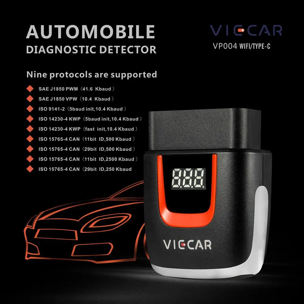 Viecar OBD OBD2 ELM327 V2.2 Bluetooth 4 0 WIFI Type-C сканер PIC18F25K80 для Android/IOS ELM 327 ODB2 автомобильный