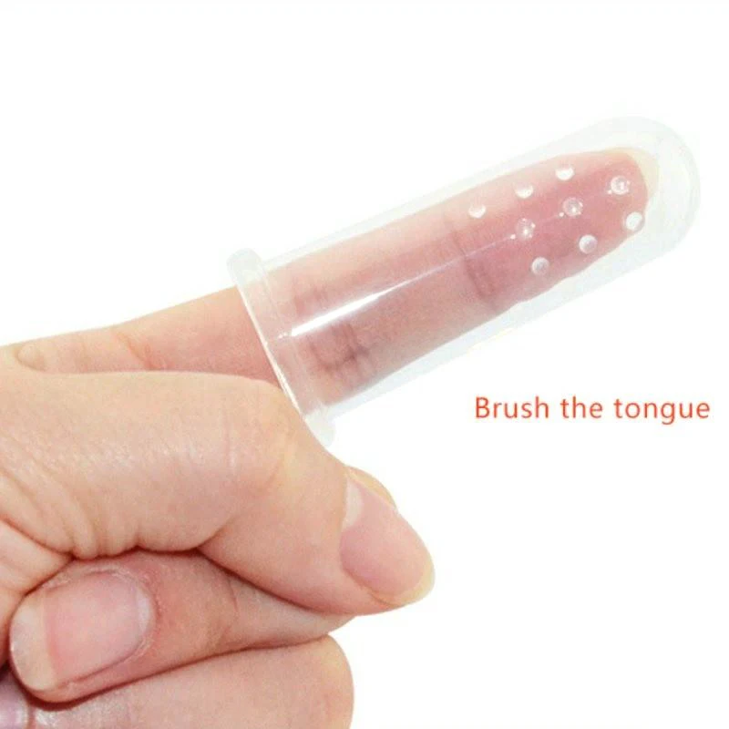 Cepillo de dientes de silicona para beb&eacute; + caja, limpieza de goma, suave, transparente-3