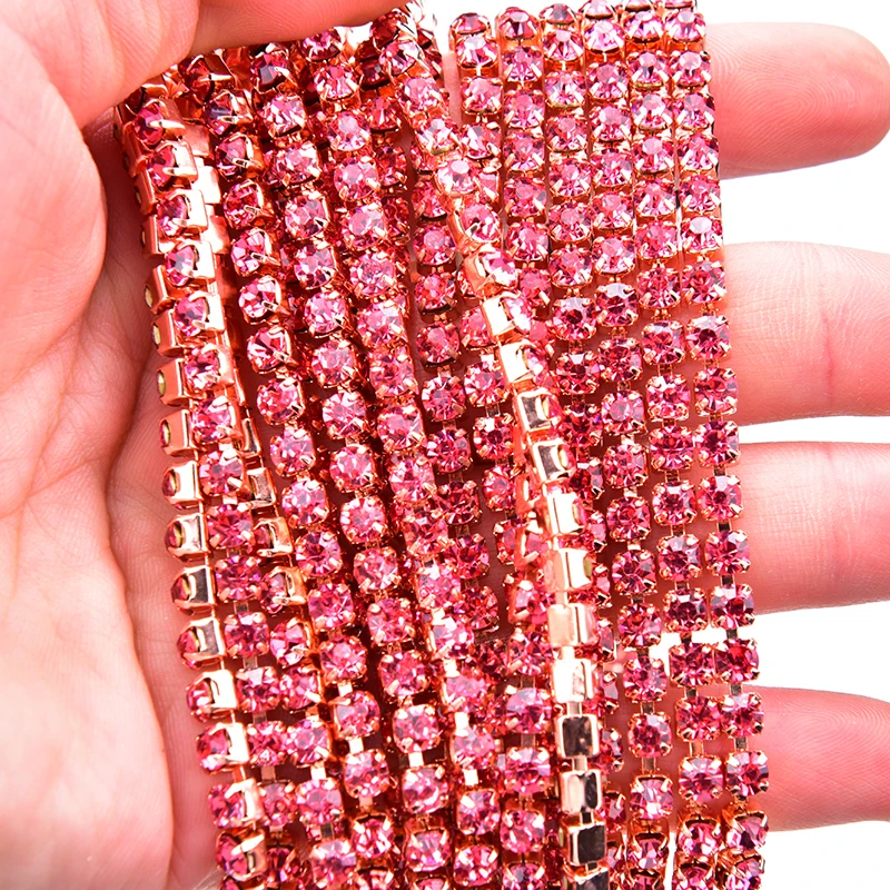 Стразы AAAAA отделка прозрачный камень Хрустальная цепочка розовое золото