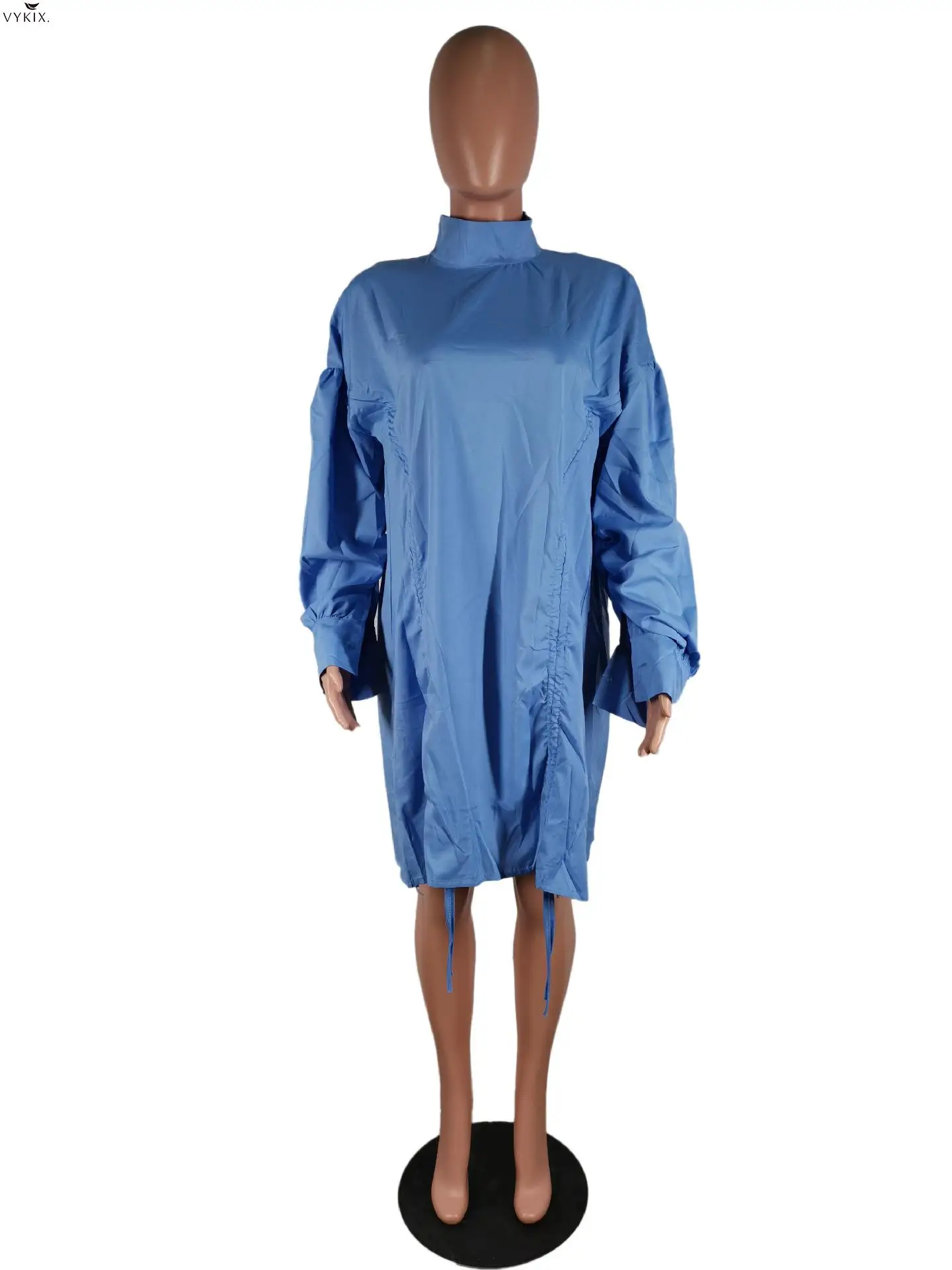 

2020 Women Solid Lantern Long Sleeve Loose O-neck Stacked Tie Up Sweatshirt Dress Sexy Party Clubwear Bandage Streetwear Dresses