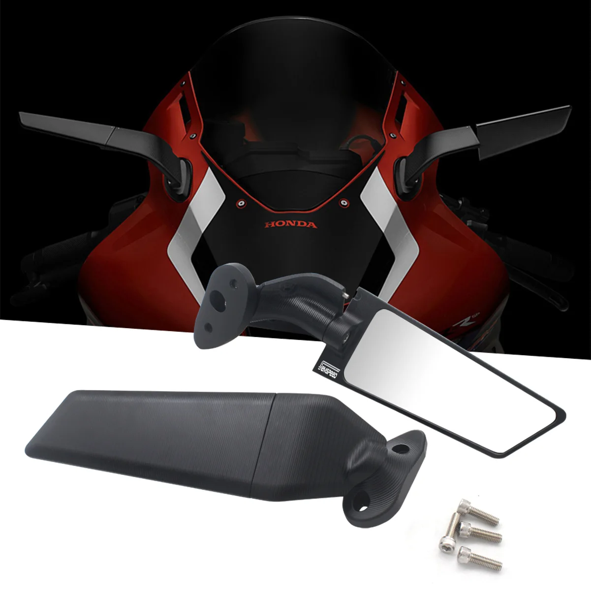 

Semspeed Modified Motorcycle 2PCS Rearview Mirrors Wind Wing Adjustable Rotating Side Mirrors For Honda CBR1000RR 2008-2020 2021